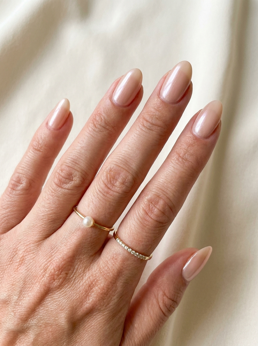 Pearl Nude Shine Nails als Nägel Inspiration Sommer Schlicht Inspiration 2026